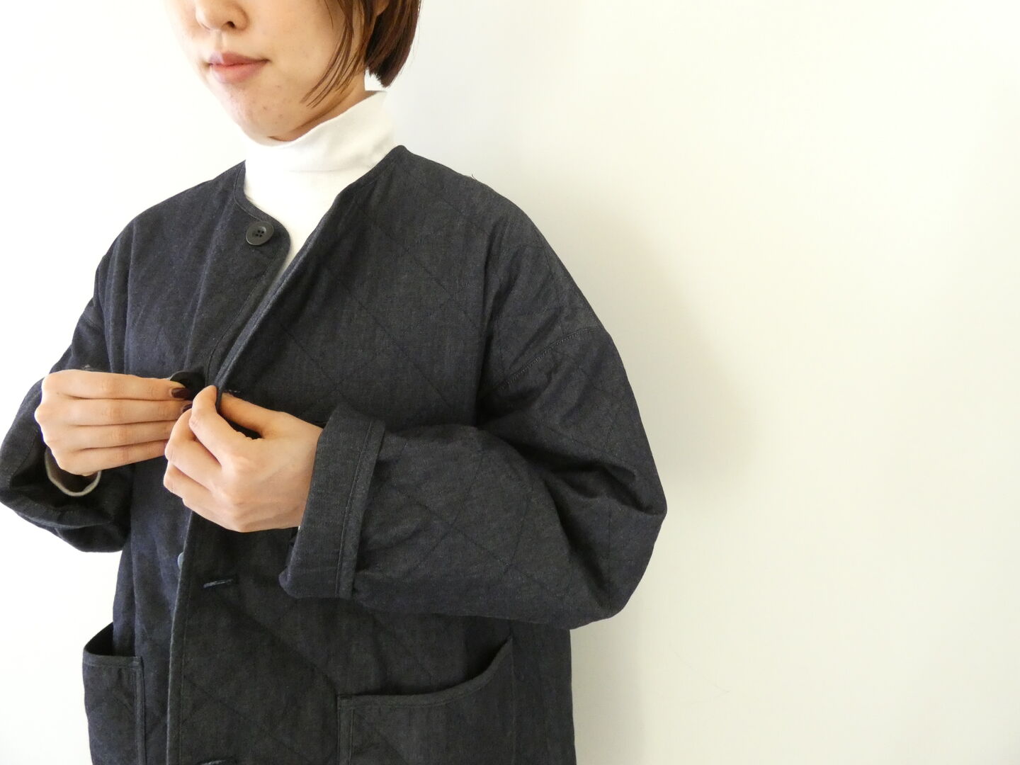 NATURAL LAUNDRY(ナチュラルランドリー) 先染めキルトミドルコート インディゴの商品画像3