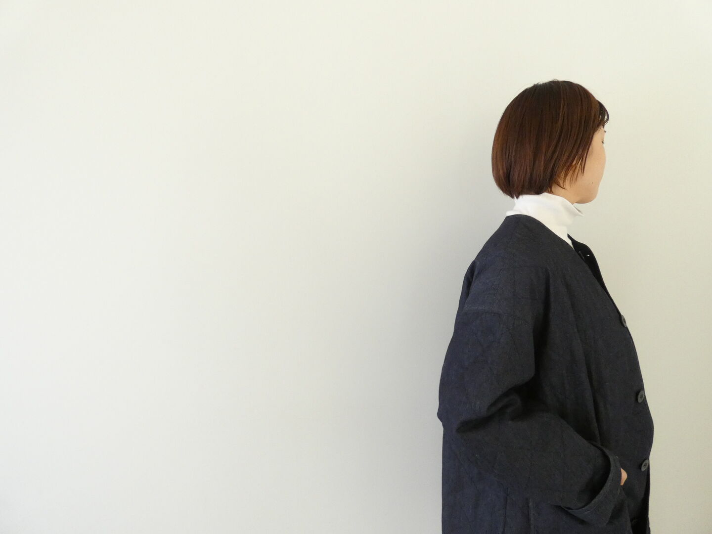 NATURAL LAUNDRY(ナチュラルランドリー) 先染めキルトミドルコート インディゴの商品画像7