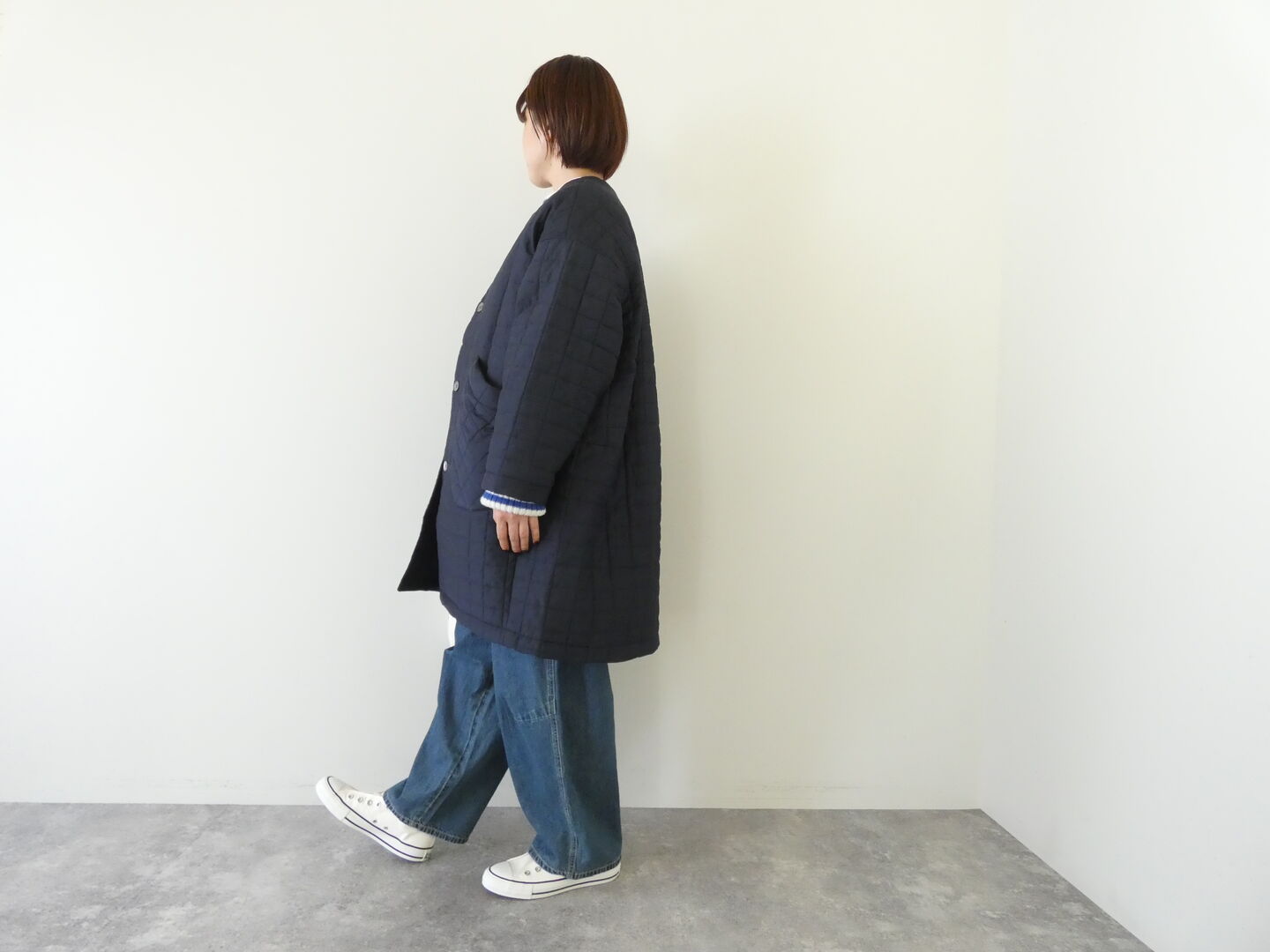 TANG(タング) 綿×シルクローン　キルティング加工ミドル丈ジャケットの商品画像6