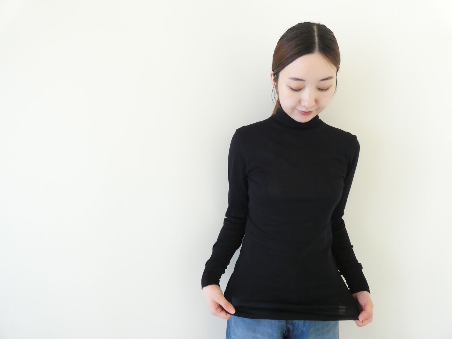 homspun(ホームスパン) 60/1フライスハイネックロング丈プルオーバーの商品画像6