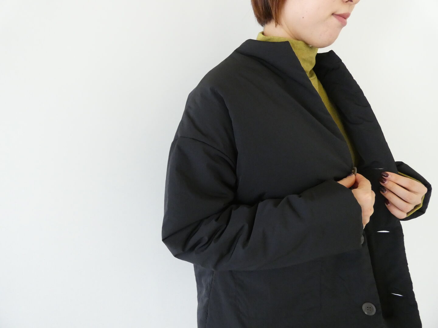 NARU リコンフィータフタキーネックパデットジャケットの商品画像7