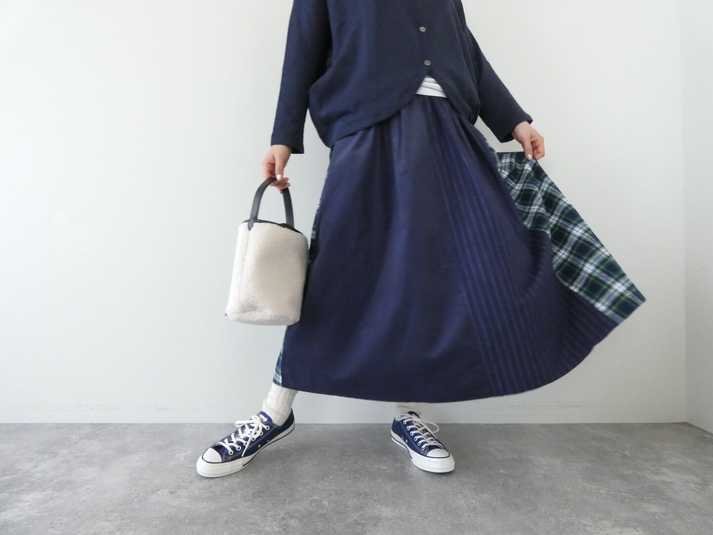 NATURAL LAUNDRY(ナチュラルランドリー) 先染めパネルシャーリングスカートの商品画像1