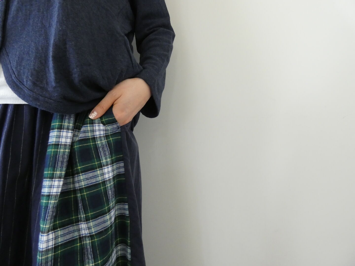 NATURAL LAUNDRY(ナチュラルランドリー) 先染めパネルシャーリングスカートの商品画像3