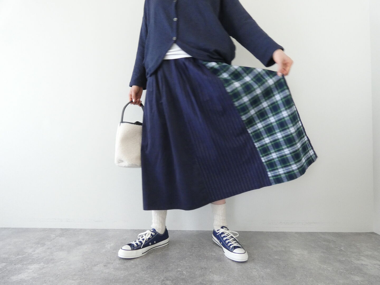NATURAL LAUNDRY(ナチュラルランドリー) 先染めパネルシャーリングスカートの商品画像6
