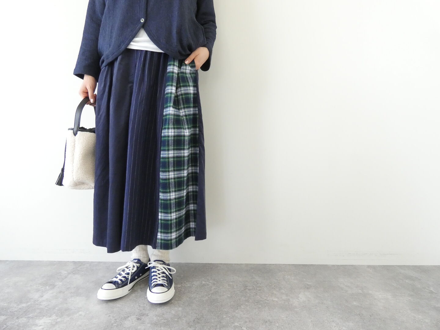 NATURAL LAUNDRY(ナチュラルランドリー) 先染めパネルシャーリングスカートの商品画像7
