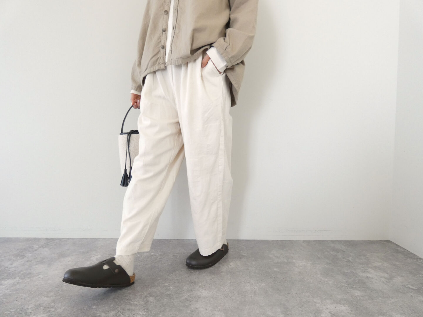prit(プリット) 20/1パッチワークジャガードタックバギーパンツの商品画像1