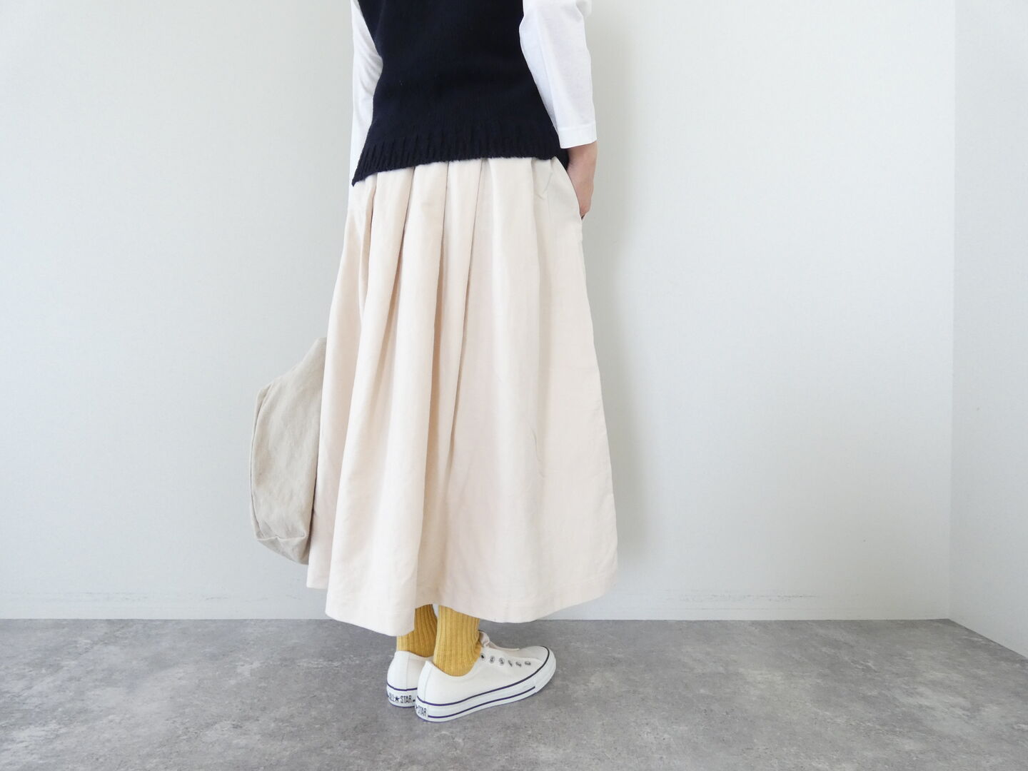RINEN(リネン) 20/1オーガニックコットンスエードタックスカートの商品画像7