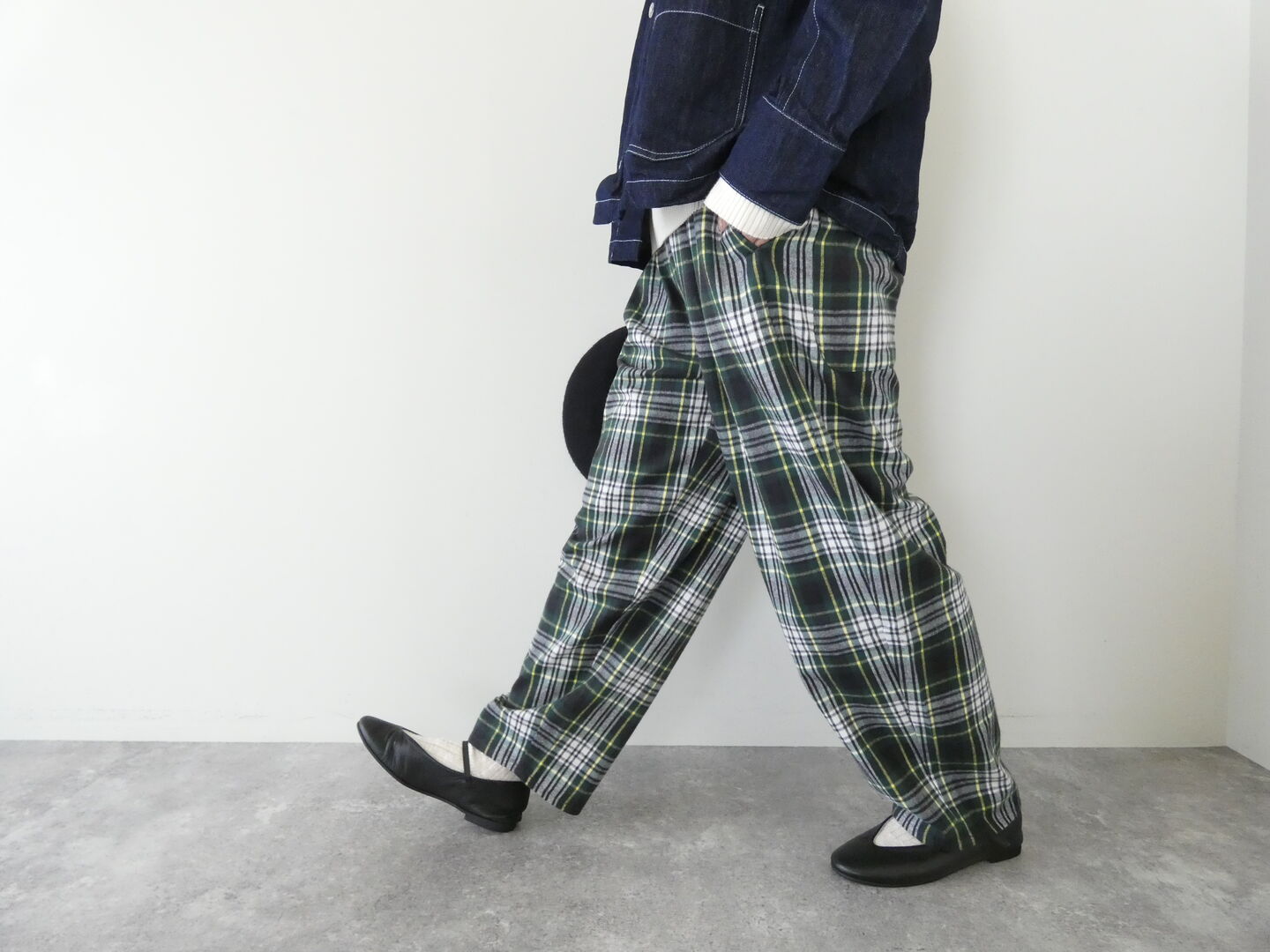 SSC 30/2シャギーチェックサルエル風パンツの商品画像2