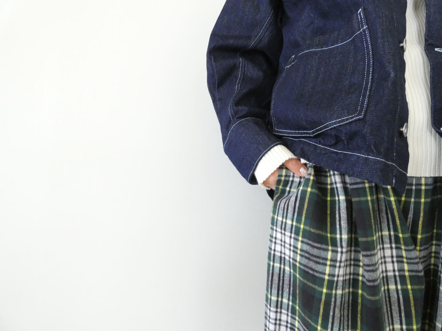 SSC 30/2シャギーチェックサルエル風パンツの商品画像5