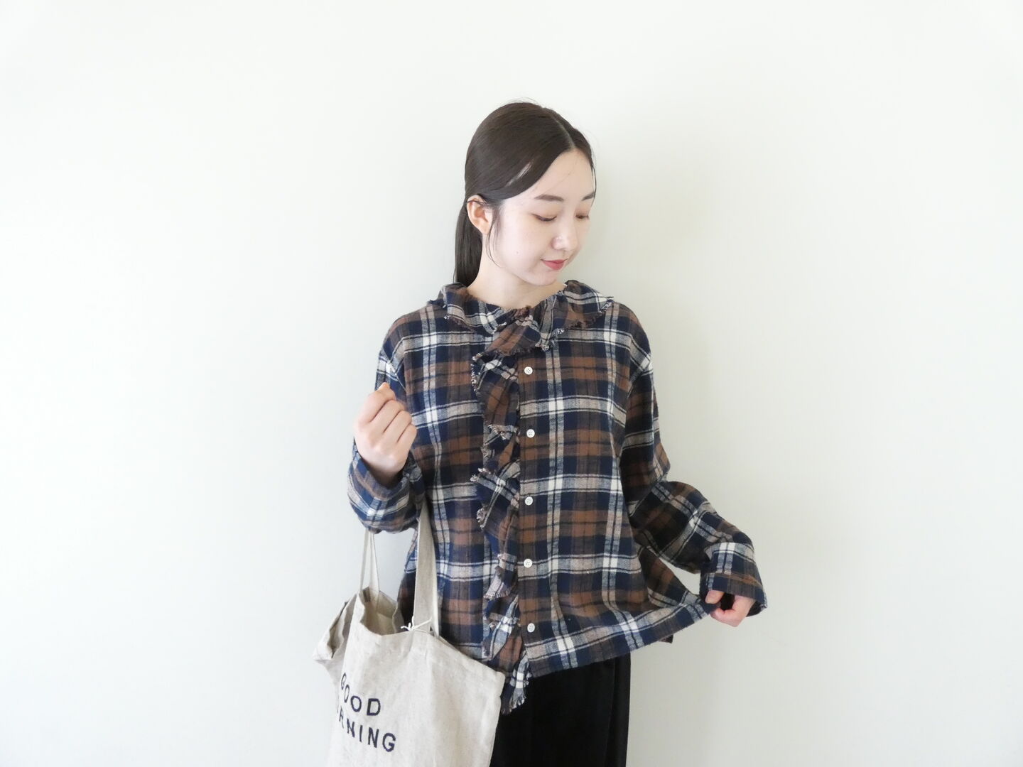 vb ラスティックチェックフリルデザインシャツの商品画像1