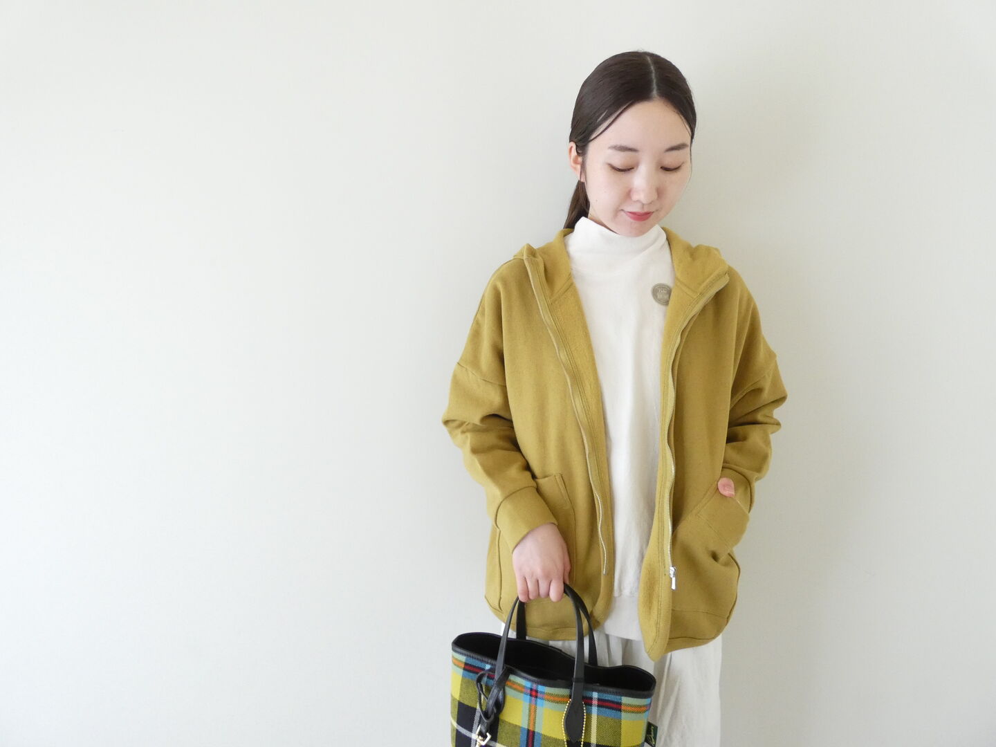 TANG(タング) 綿麻ミニ裏毛裏起毛ジップフードパーカーの商品画像7