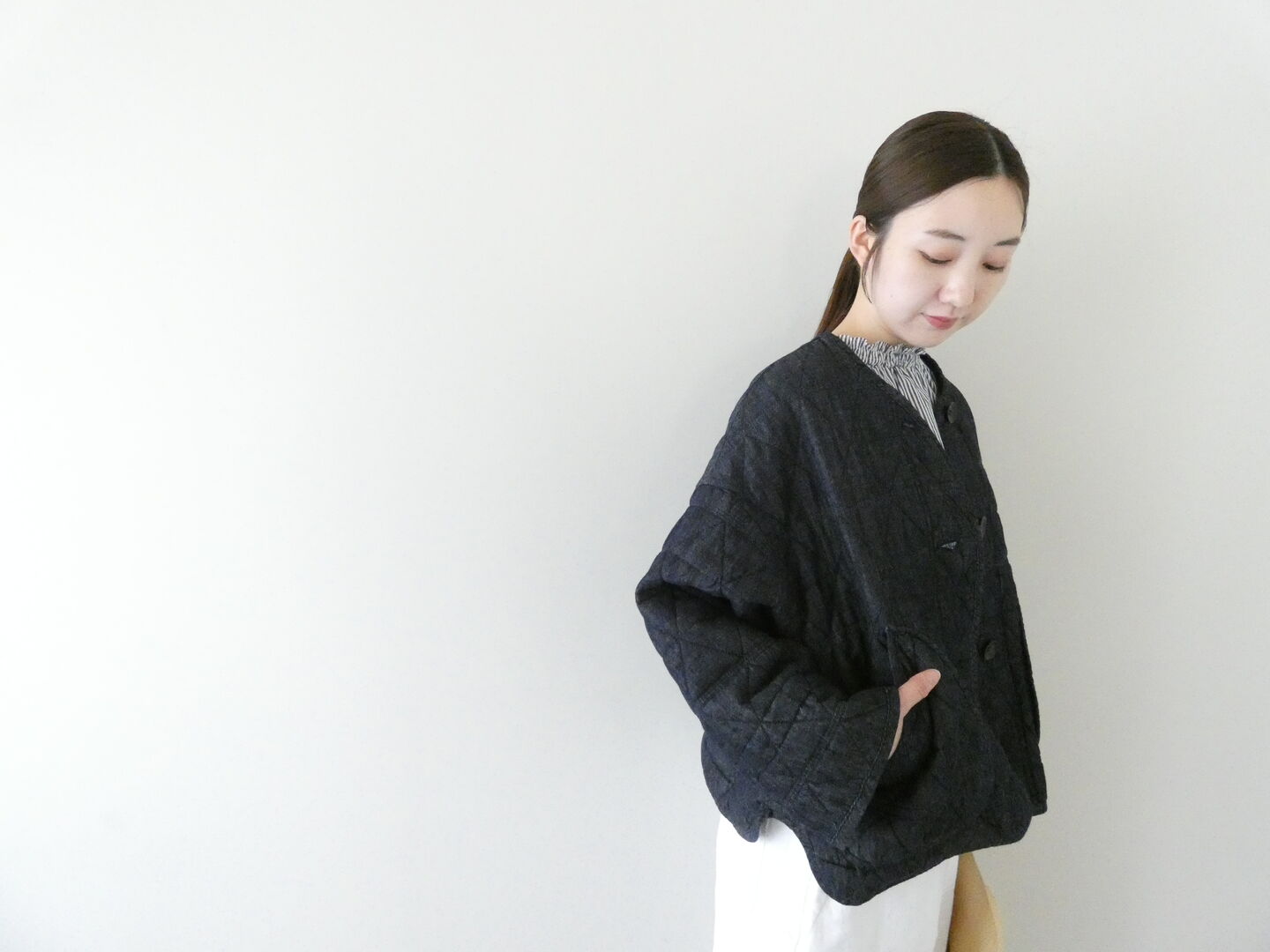 tumugu(ツムグ) コットンリネンデニムキルティングジャケットの商品画像7