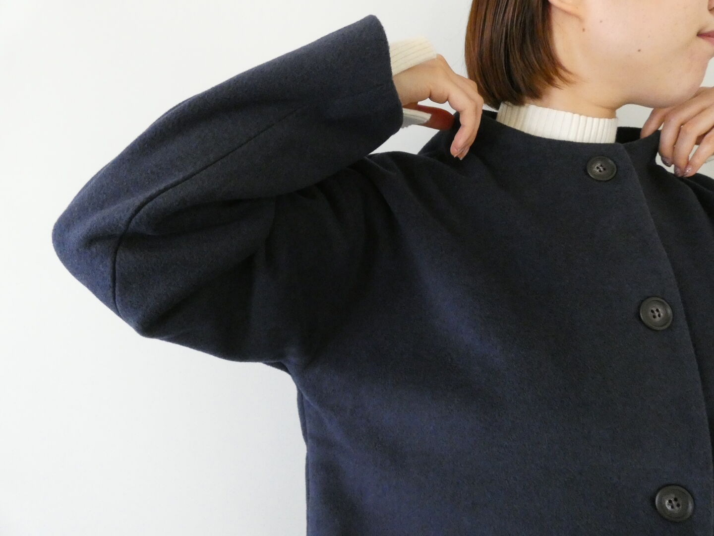 mao made(マオメイド) いつものウールブレンドモックネックジャケットの商品画像6