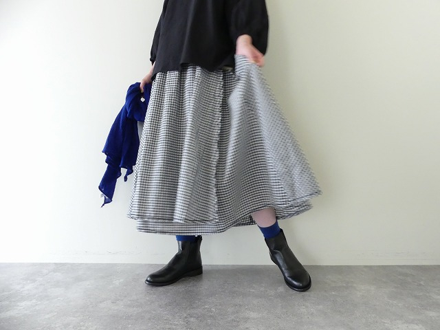 homspun ホームスパン ハイカウントギンガム&ストライプ スカート