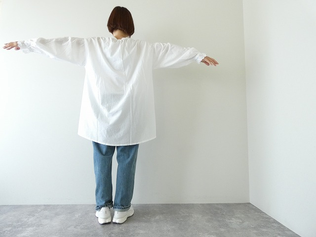 【新品】grin グリン レース ナチュラル シャツ grin(グリン) コットンリネンキャンブリック 袖レースロング