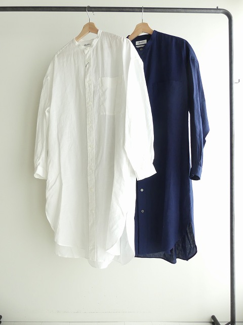 Gymphlex ジムフレックス リネンノーカラーシャツワンピース J 1363kls Space Moo