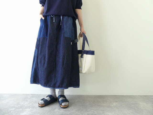快晴堂(かいせいどう) マルチデニムのパッチワーク ペインタースカート  