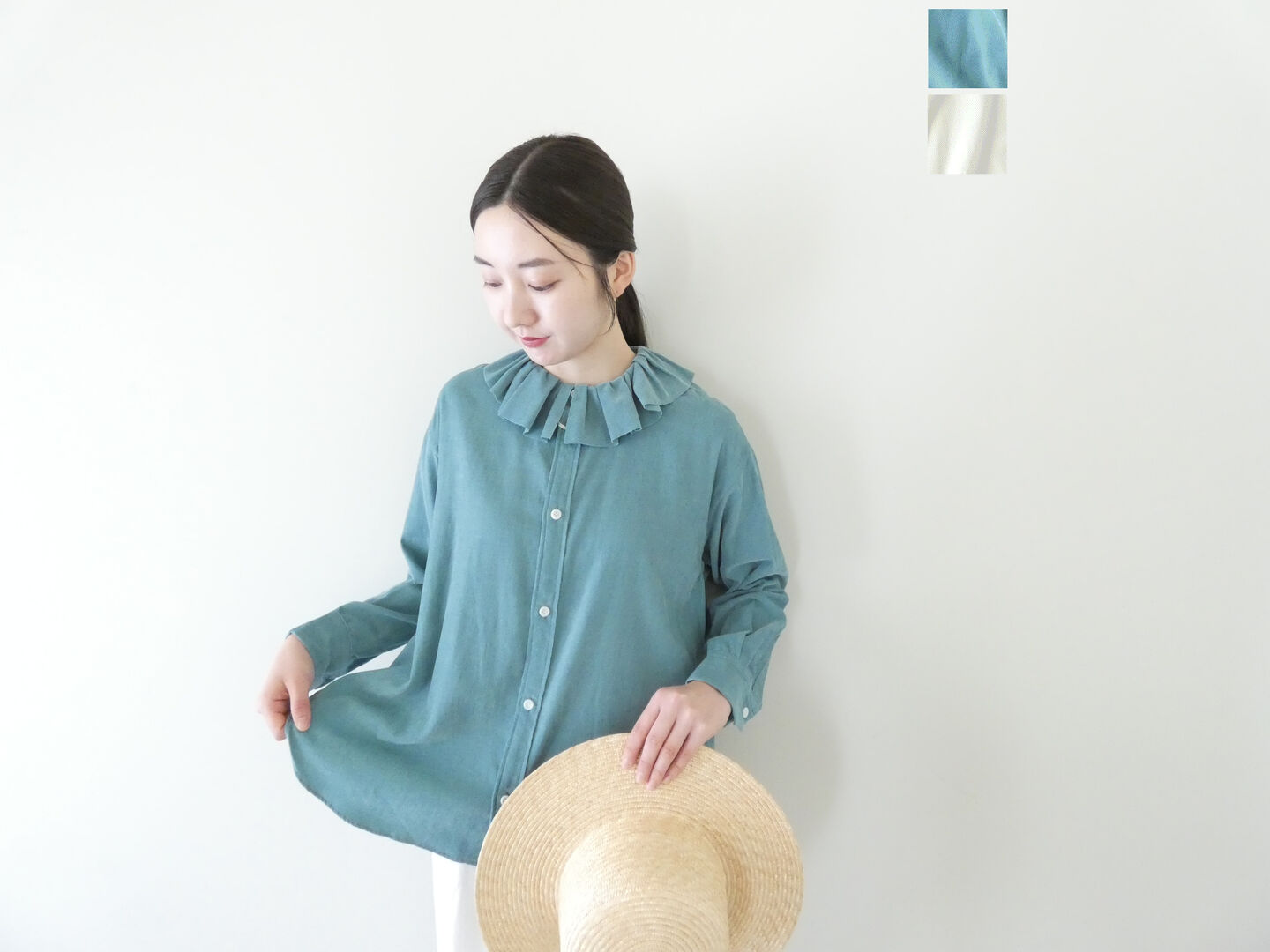 R&D.M.Co-(オールドマンズテーラー) COTTON RAYON シャツコール RUFFLE COLLAR BLOUSE(OLD8407)