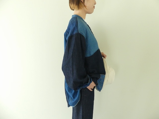 KAPITAL(キャピタル) 綿×リネンIDGパッチワークバンドカラーカトマンズシャツの商品画像10