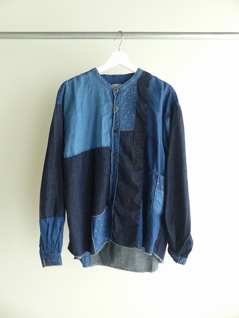 KAPITAL(キャピタル) 綿×リネンIDGパッチワークバンドカラーカトマンズシャツの商品画像2