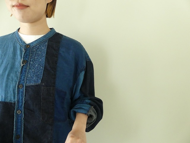 KAPITAL(キャピタル) 綿×リネンIDGパッチワークバンドカラーカトマンズシャツの商品画像5