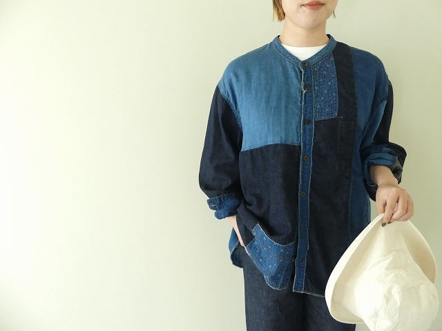 KAPITAL(キャピタル) 綿×リネンIDGパッチワークバンドカラーカトマンズシャツの商品画像9